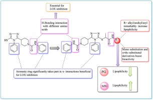 Molecular hybrids of substituted phenylcarbamoylpiperidine and 1,2,4-triazole methylacetamide as potent 15-LOX inhibitors: Design, synthesis, DFT calculations and molecular docking studies