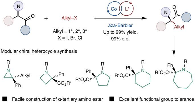 Modular α-tertiary amino ester synthesis through cobalt-catalysed asymmetric aza-Barbier reaction