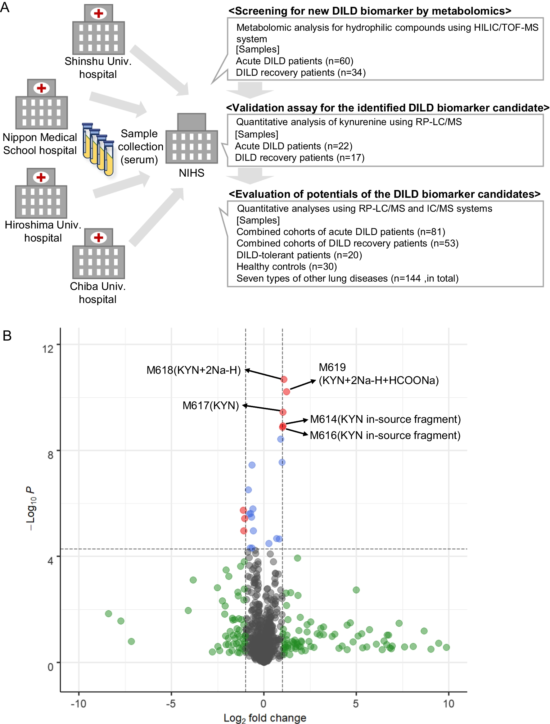 Identification of kynurenine and quinolinic acid as promising serum biomarkers for drug-induced interstitial lung diseases