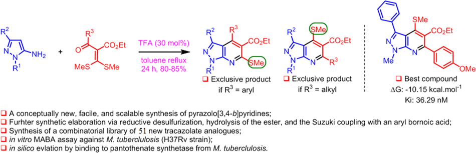 Design, synthesis, molecular docking, and biological activity of pyrazolo[3,4-b]pyridines as promising lead candidates against Mycobacterium tuberculosis