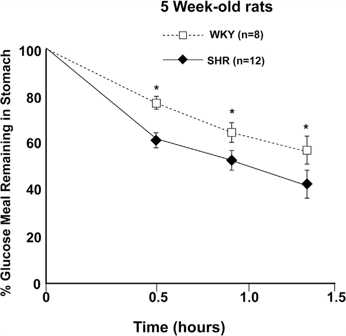 Rapid Gastric emptying in spontaneously hypertensive rats