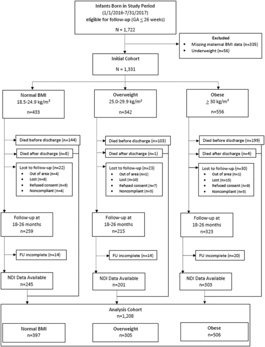 Association of maternal pre-pregnancy or first trimester body mass index with neurodevelopmental impairment or death in extremely low gestational age neonates