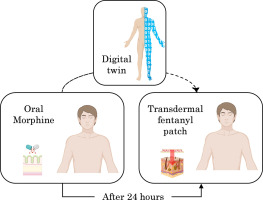 Implementing physics-based digital patient twins to tailor the switch of oral morphine to transdermal fentanyl patches based on patient physiology