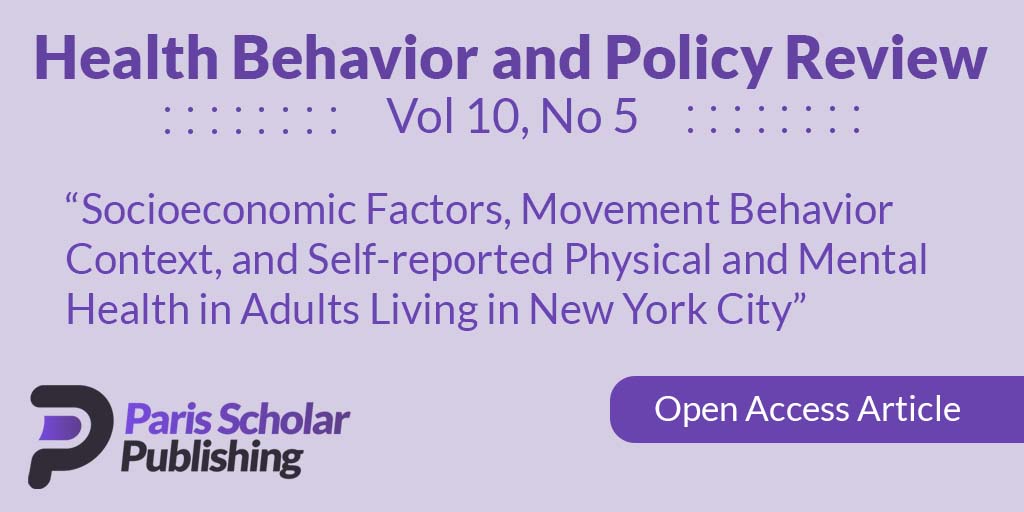 Socioeconomic Factors, Movement Behavior Context, and Self-reported Physical and Mental Health in Adults Living in New York City