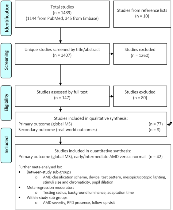 Retinal sensitivity changes in early/intermediate AMD: a systematic review and meta-analysis of visual field testing under mesopic and scotopic lighting
