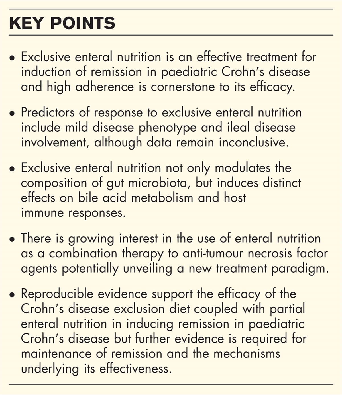 An update on dietary therapies in paediatric Crohn's disease