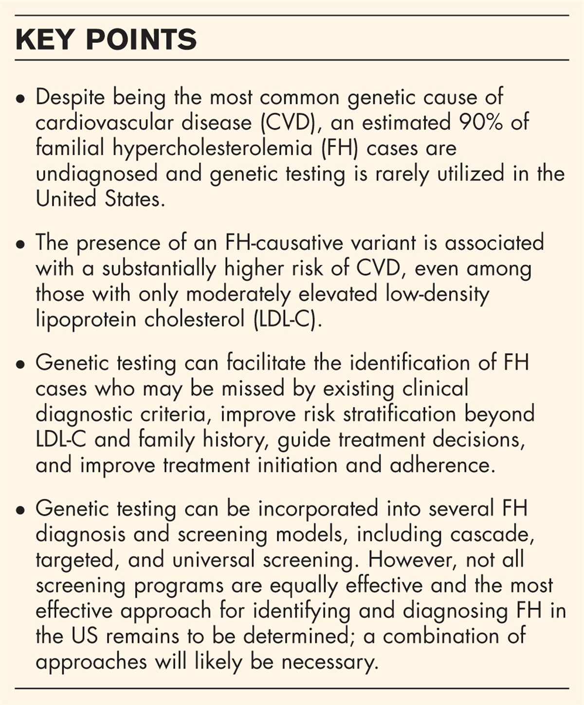Genetic testing for familial hypercholesterolemia