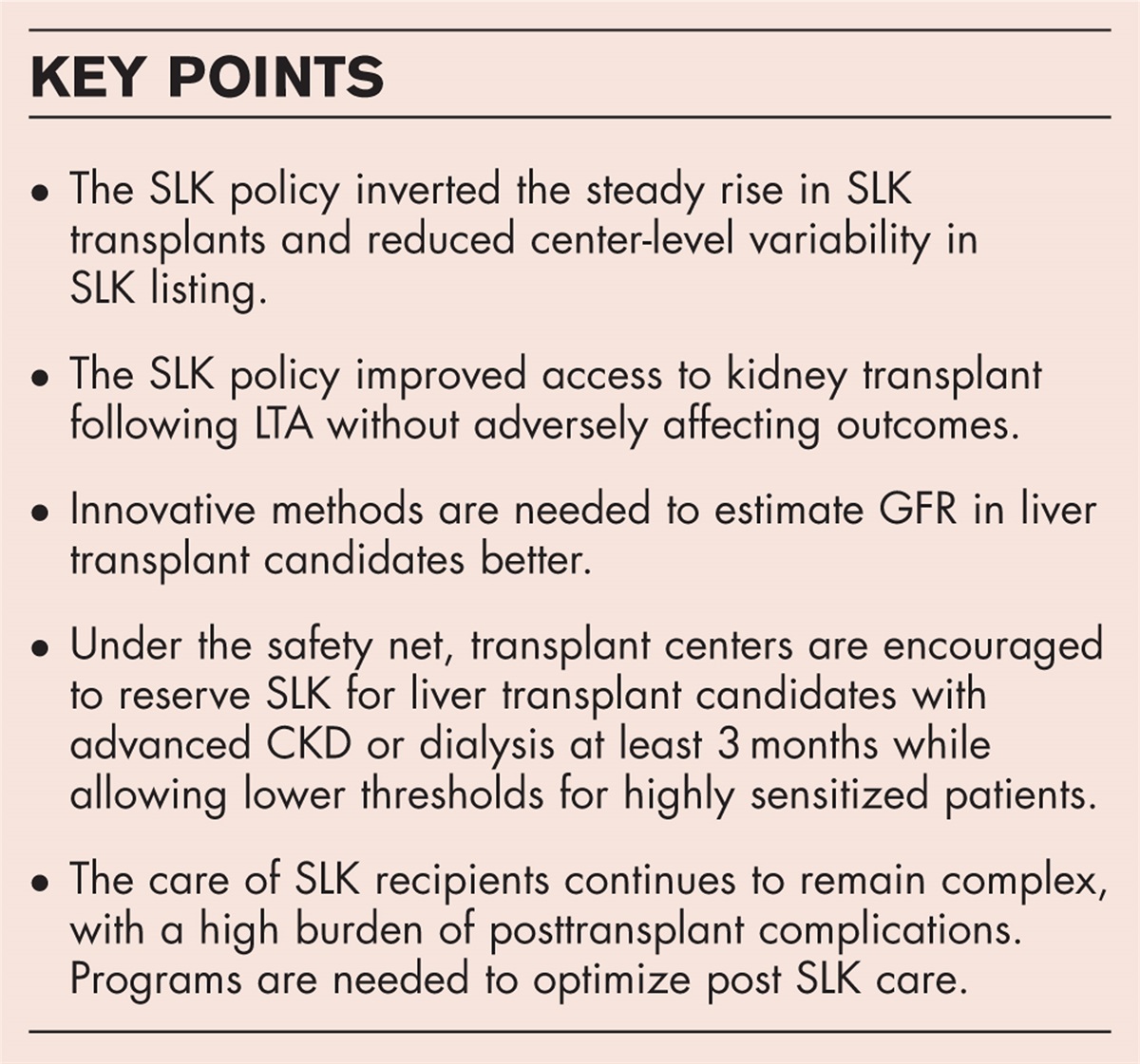 Novel indications for referral and care for simultaneous liver kidney transplant recipients