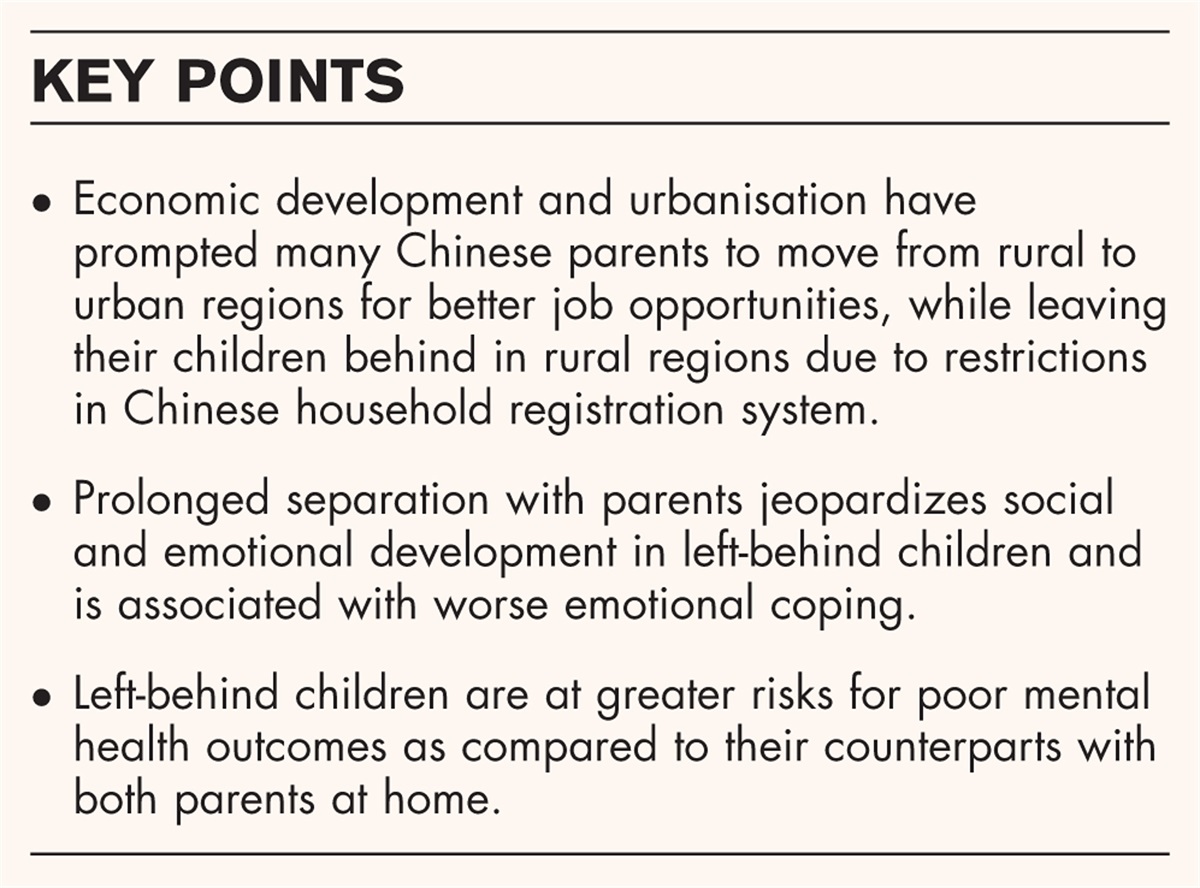 Urbanization, self-harm, and suicidal ideation in left-behind children and adolescents in China: a systematic review and meta-analysis