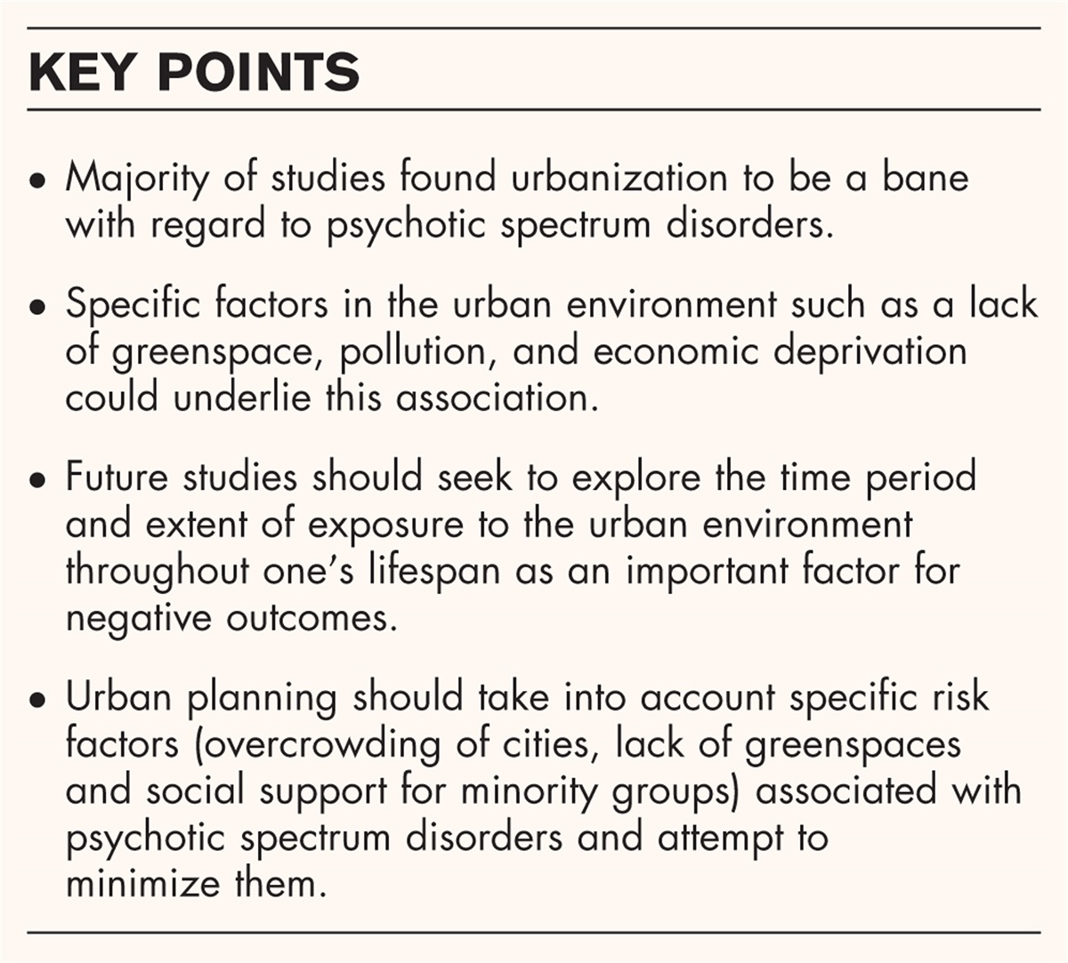 Bane or boon regarding urbanicity and psychotic spectrum disorders: a scoping review of current evidence