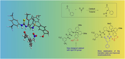 Bifunctional iminophosphorane organocatalyst with additional hydrogen bonding: Calculations predict enhanced catalytic performance in a michael addition reaction