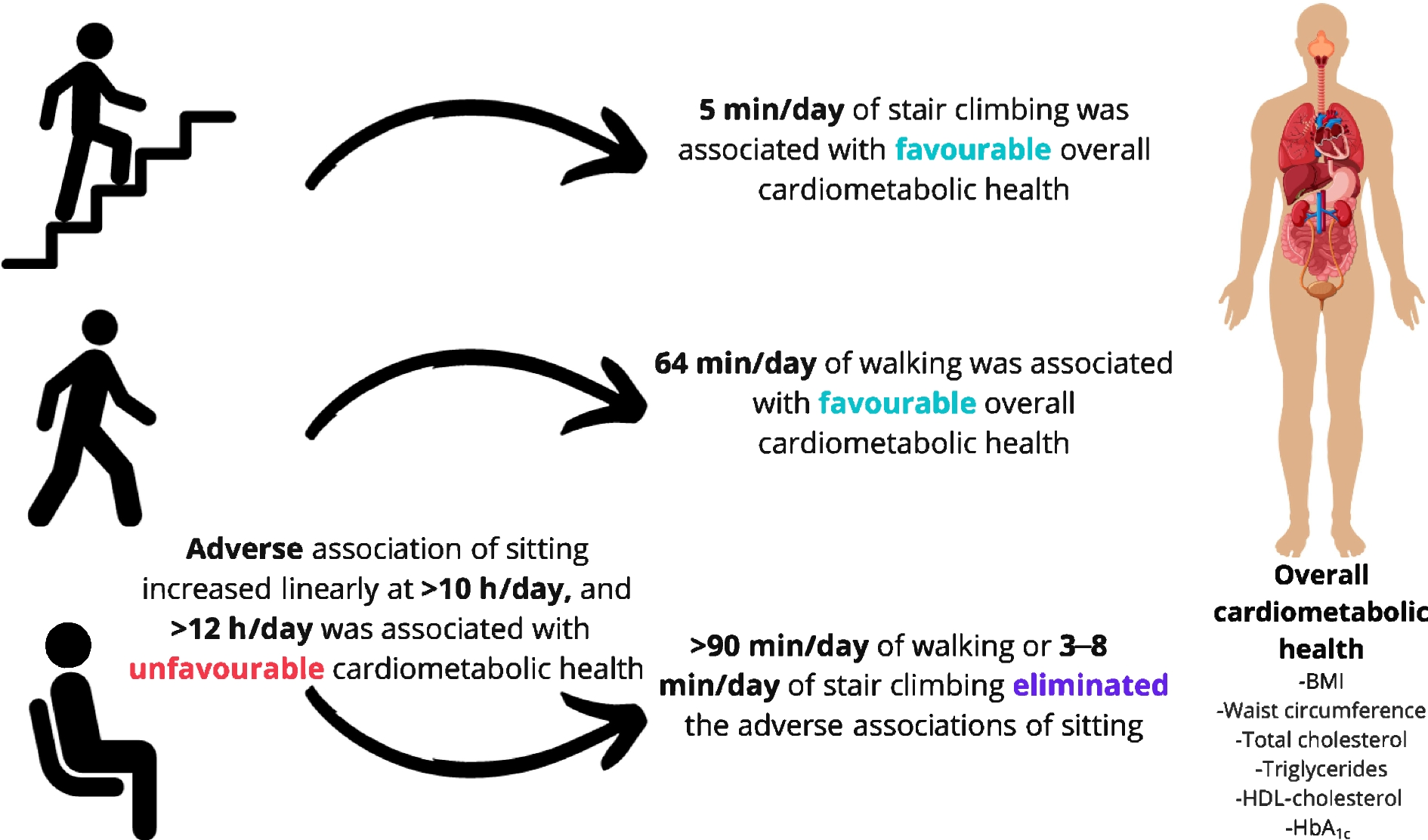 Relationship of device measured physical activity type and posture with cardiometabolic health markers: pooled dose–response associations from the Prospective Physical Activity, Sitting and Sleep Consortium