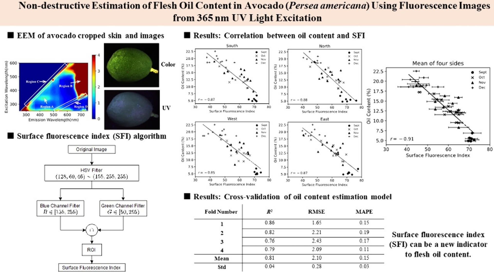 Non-destructive estimation of flesh oil content in avocado (Persea americana Mill.) using fluorescence images from 365-nm UV light excitation