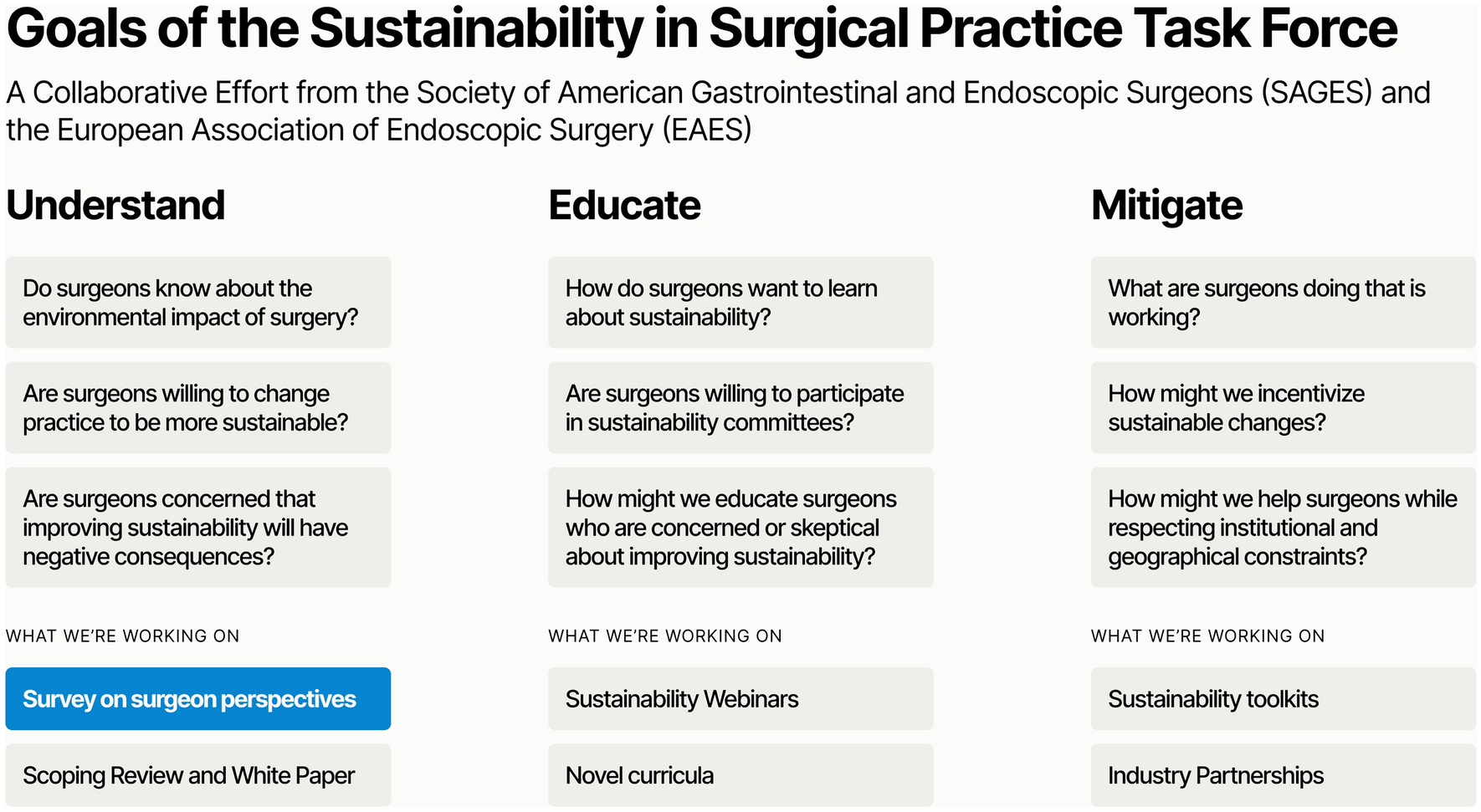 Perspectives on sustainability among surgeons: findings from the SAGES-EAES sustainability in surgical practice task force survey