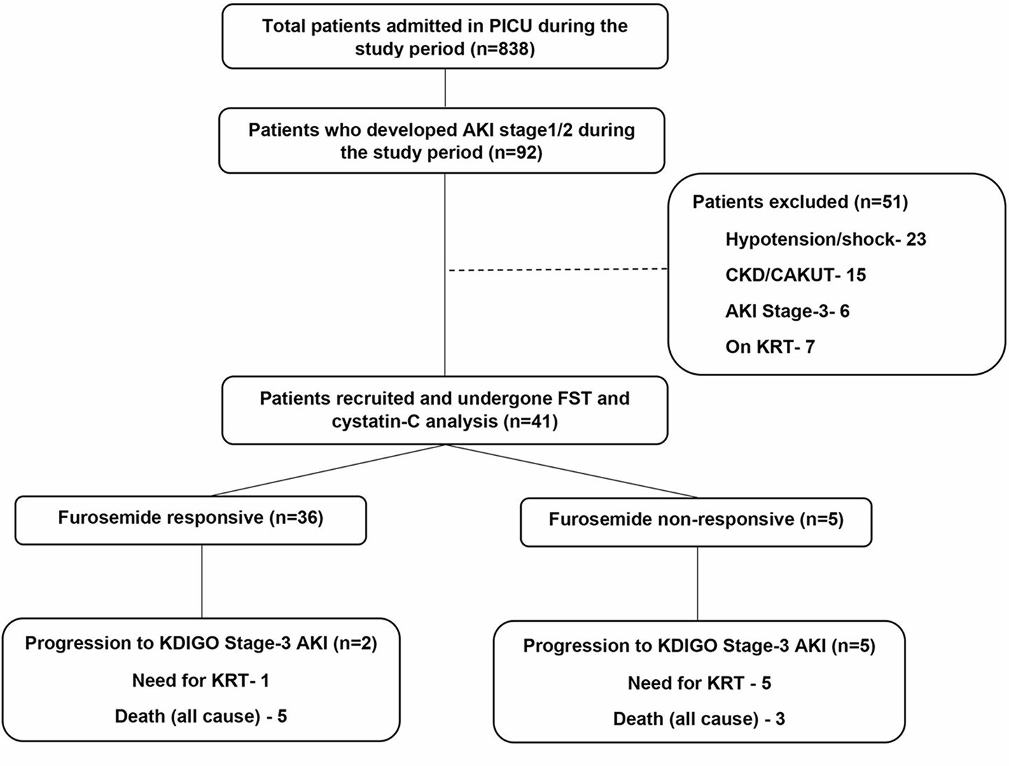 Diagnostic Accuracy of Furosemide Stress Test and Cystatin-C for Predicting Acute Kidney Injury Progression in Children: A Prospective Cohort Study