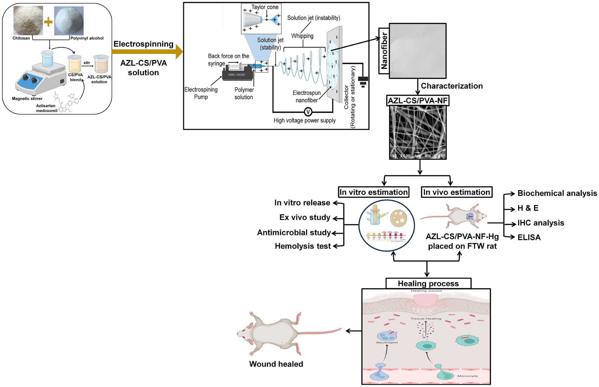 Multifunctional polymeric nanofibrous scaffolds enriched with azilsartan medoxomil for enhanced wound healing