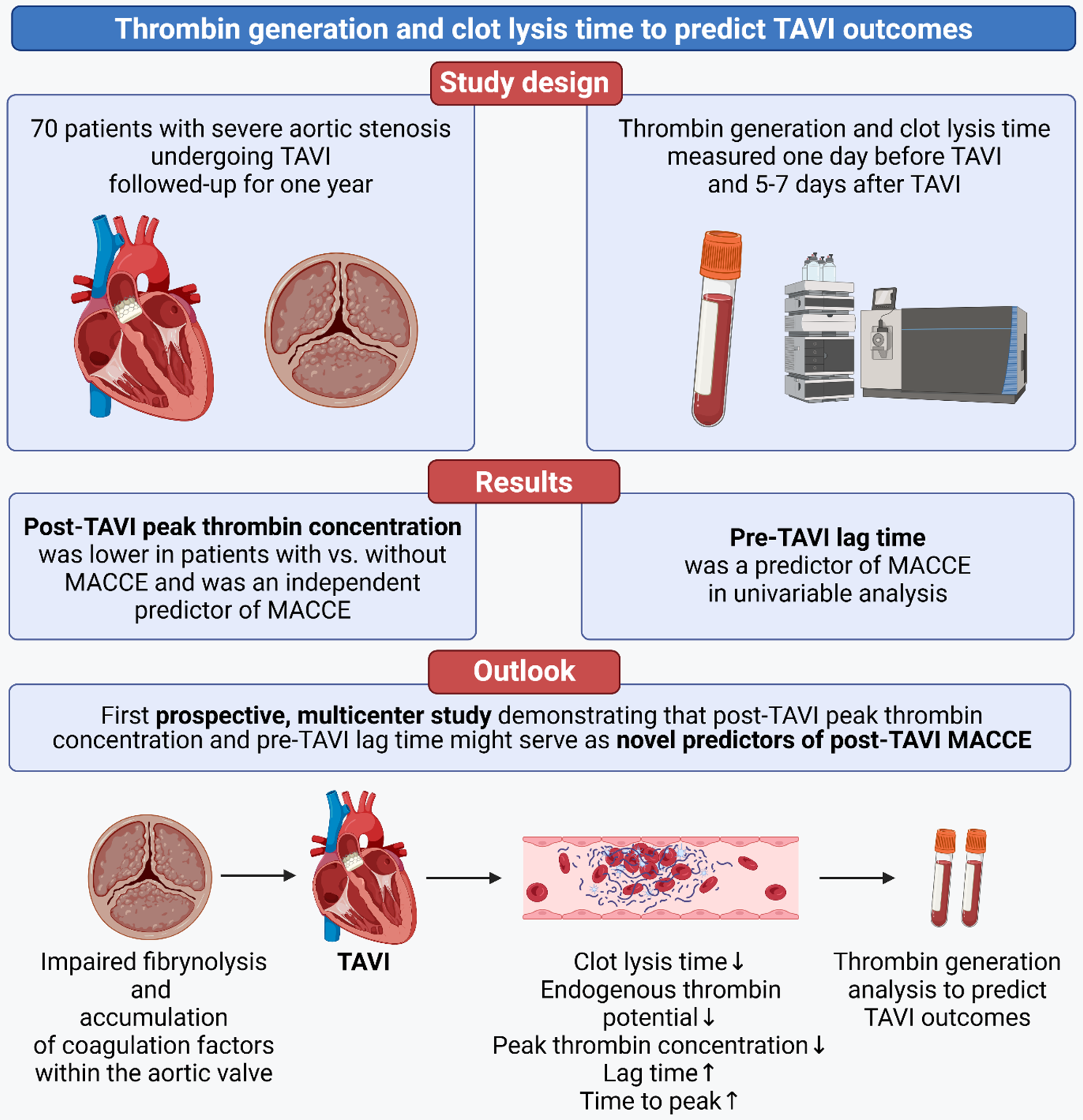 Thrombin generation and clot lysis time to predict outcomes in patients undergoing transcatheter aortic valve implantation
