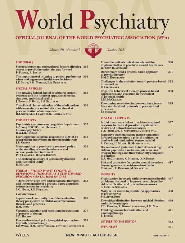 The clinical characterization of the adult patient with an anxiety or related disorder aimed at personalization of management