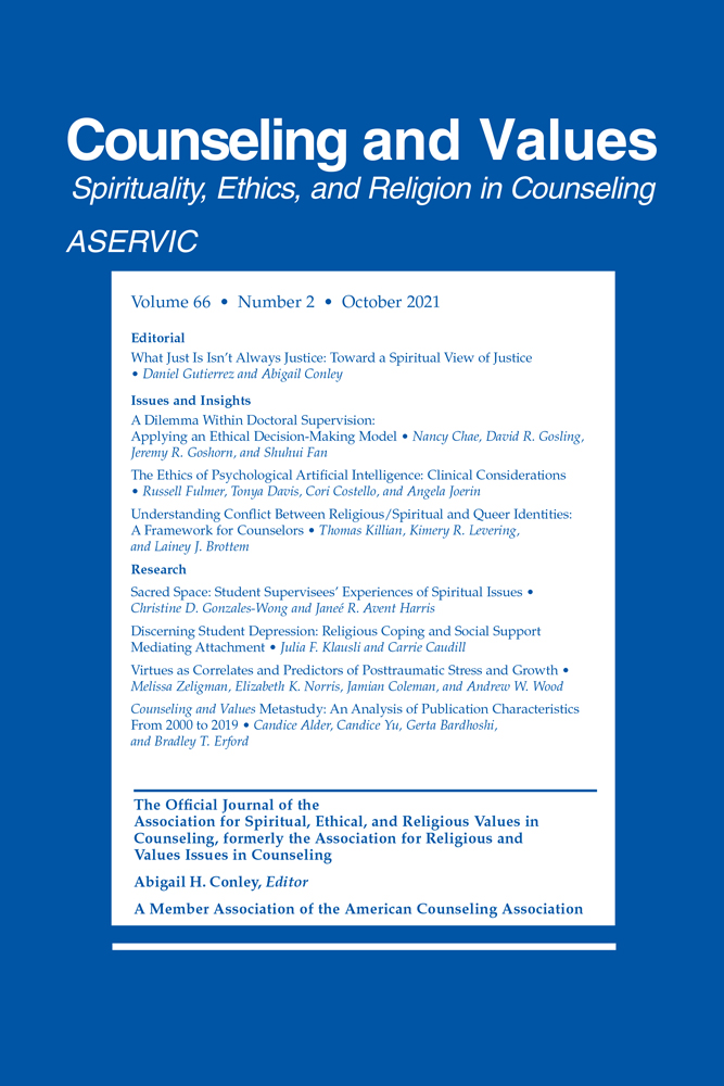 Counseling and Values Metastudy: An Analysis of Publication Characteristics From 2000 to 2019