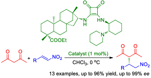 A novel isosteviol‐based bifunctional squaramide organocatalyst for enantioselective Michael addition of acetylacetone to nitroolefins