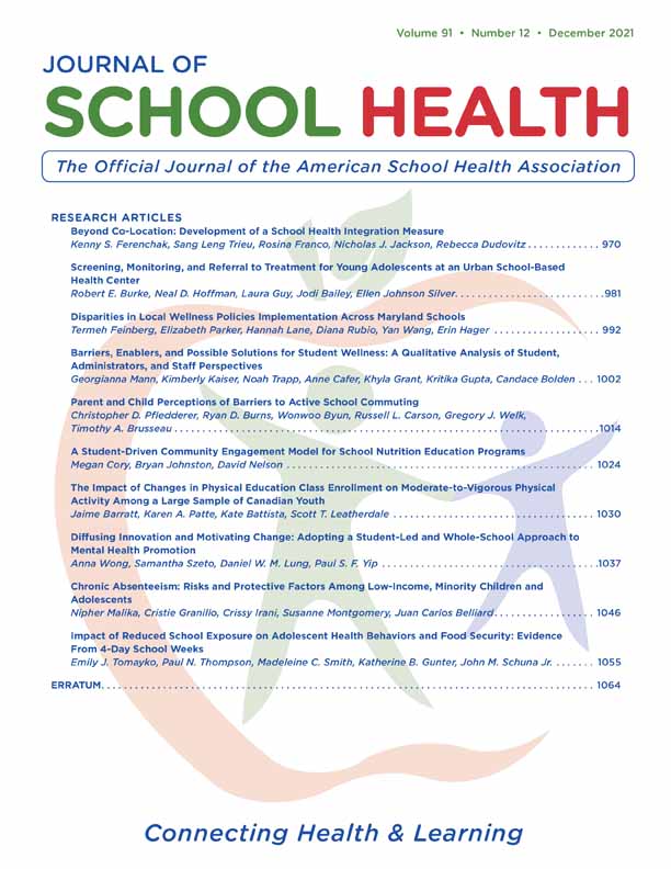Associations Between School Environments, Policies and Practices and Children's Physical Activity and Active Transportation