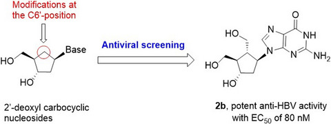 Synthesis and antiviral activity of 2′‐deoxy‐6′‐substituted carbocyclic nucleosides