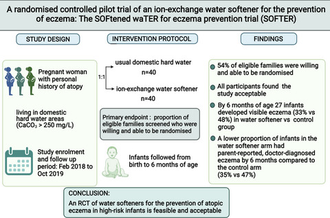 Randomized controlled pilot trial with ion‐exchange water softeners to prevent eczema (SOFTER trial)