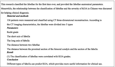 Relationship between Classification of Fabellae and the Severity of Knee Osteoarthritis: A Relevant Study in the Chinese Population
