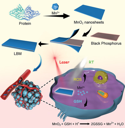 Nanoarchitectonics with Two‐Dimensional Black Phosphorus and MnO2 for Synergistic Photodynamic‐/Radiotherapy Against Cancer through Enhanced Reactive Oxygen Species Activity