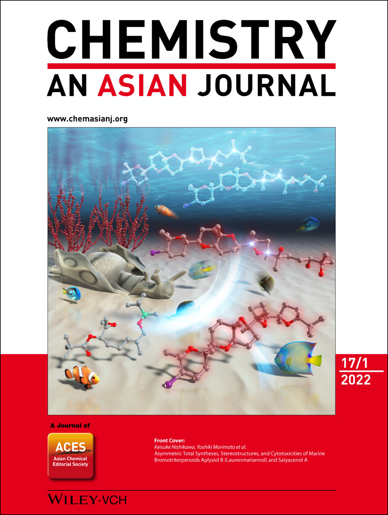 Front Cover: Asymmetric Total Syntheses, Stereostructures, and Cytotoxicities of Marine Bromotriterpenoids Aplysiol B (Laurenmariannol) and Saiyacenol A (Chem. Asian J. 1/2022)
