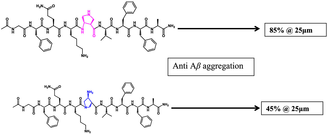 Identification of β‐aminopyrrolidine containing peptides as β‐amyloid aggregation inhibitors for Alzheimer's disease