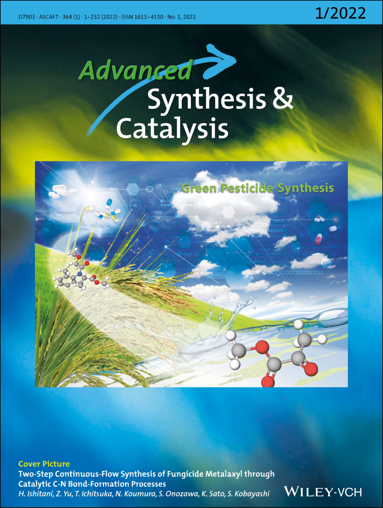 Front Cover Picture: Two‐Step Continuous‐Flow Synthesis of Fungicide Metalaxyl through Catalytic C−N Bond‐Formation Processes (Adv. Synth. Catal. 1/2022)