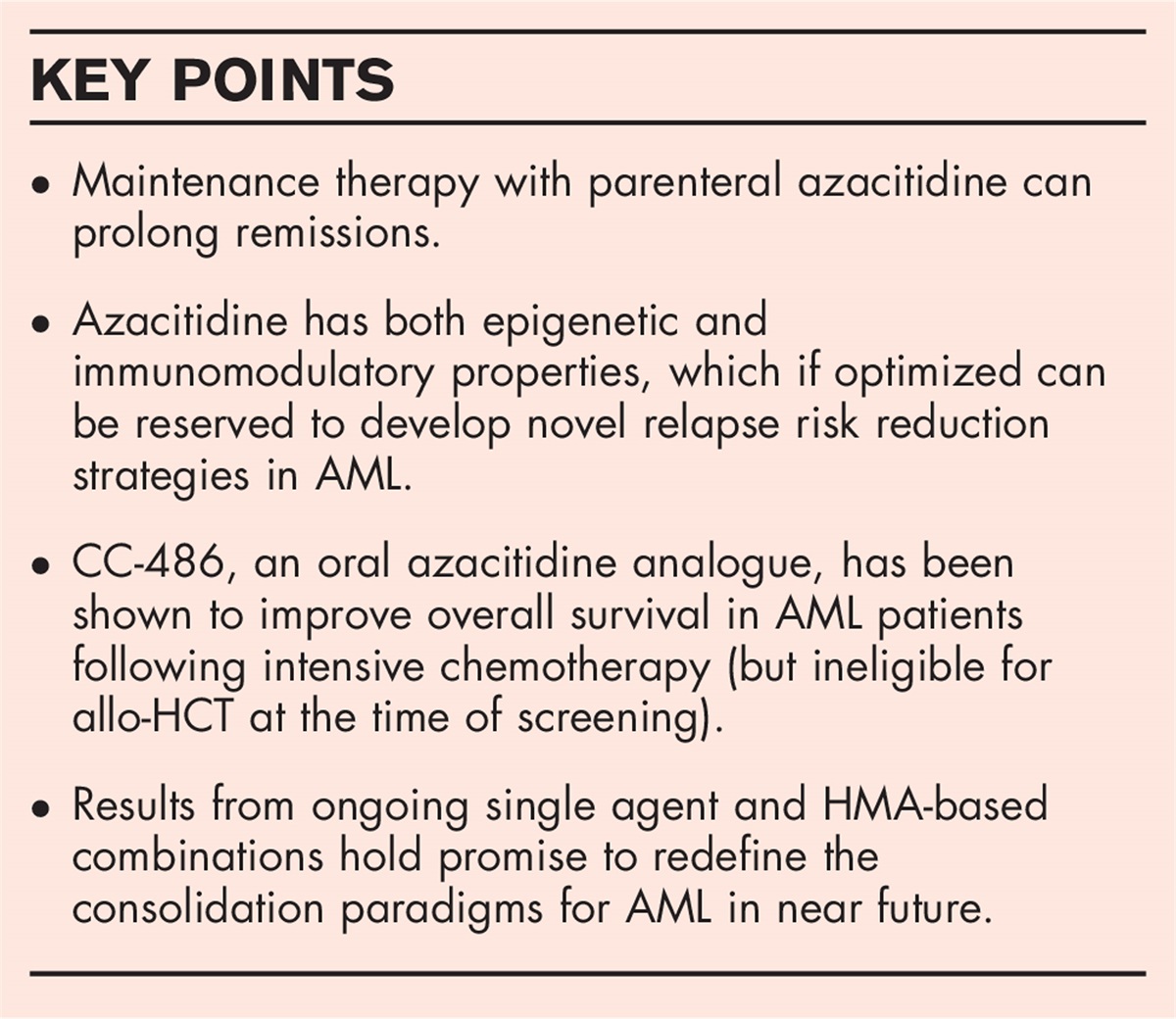 Azacitidine maintenance in AML post induction and posttransplant