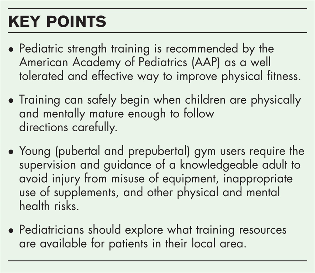 Pediatric strength training: benefits, concerns, and current trends
