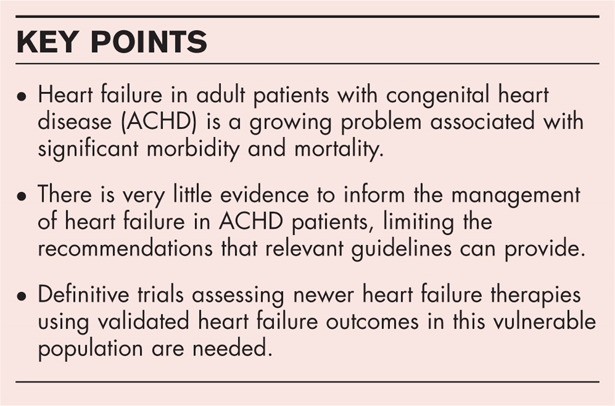 Chronic heart failure management in adult patients with congenital heart disease
