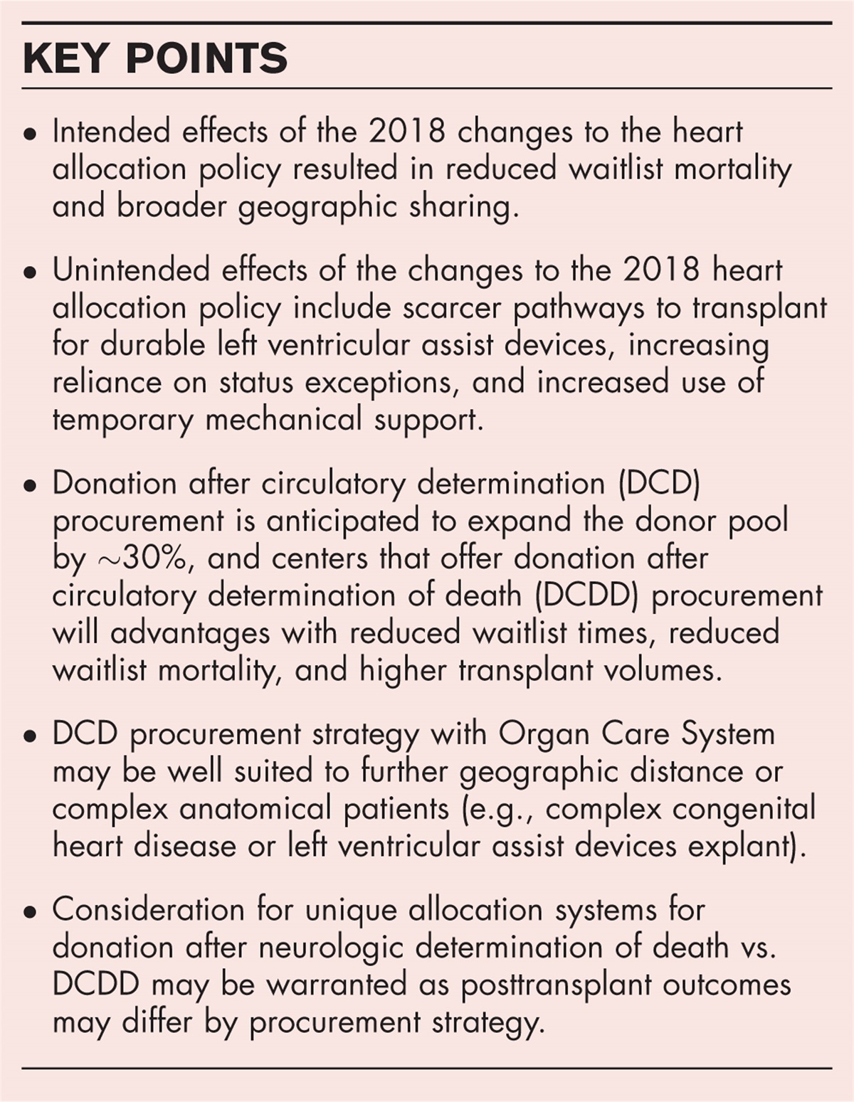 Donation after circulatory determination of death in heart transplant: impact on current and future allocation policy