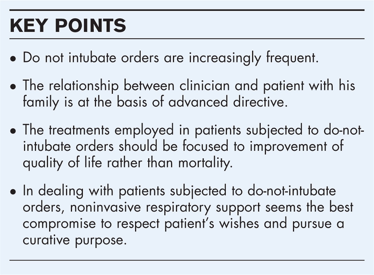 Treatment of patients with ‘do not intubate orders’