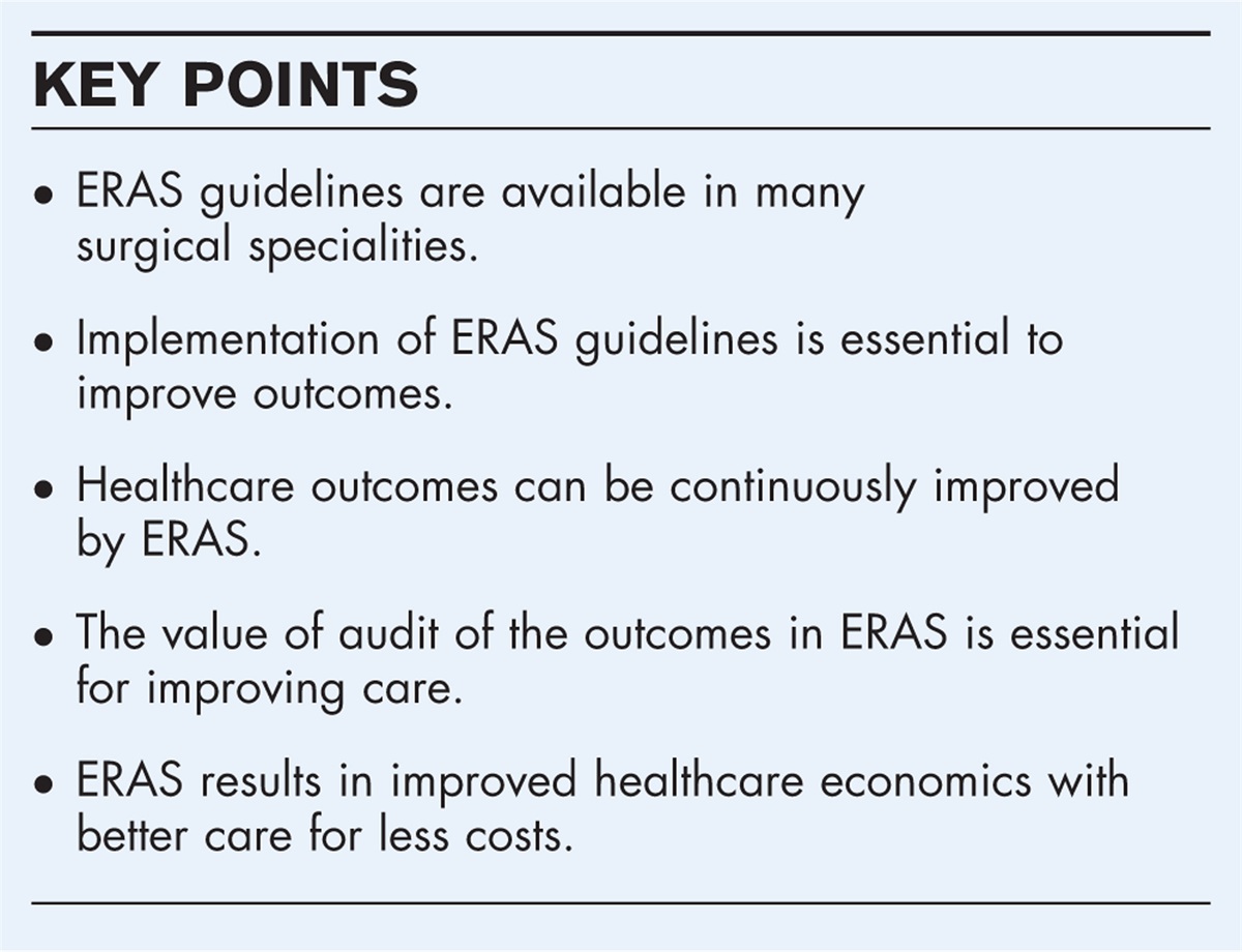 Anaesthesia role in enhanced recovery after surgery: a revolution in care outcomes