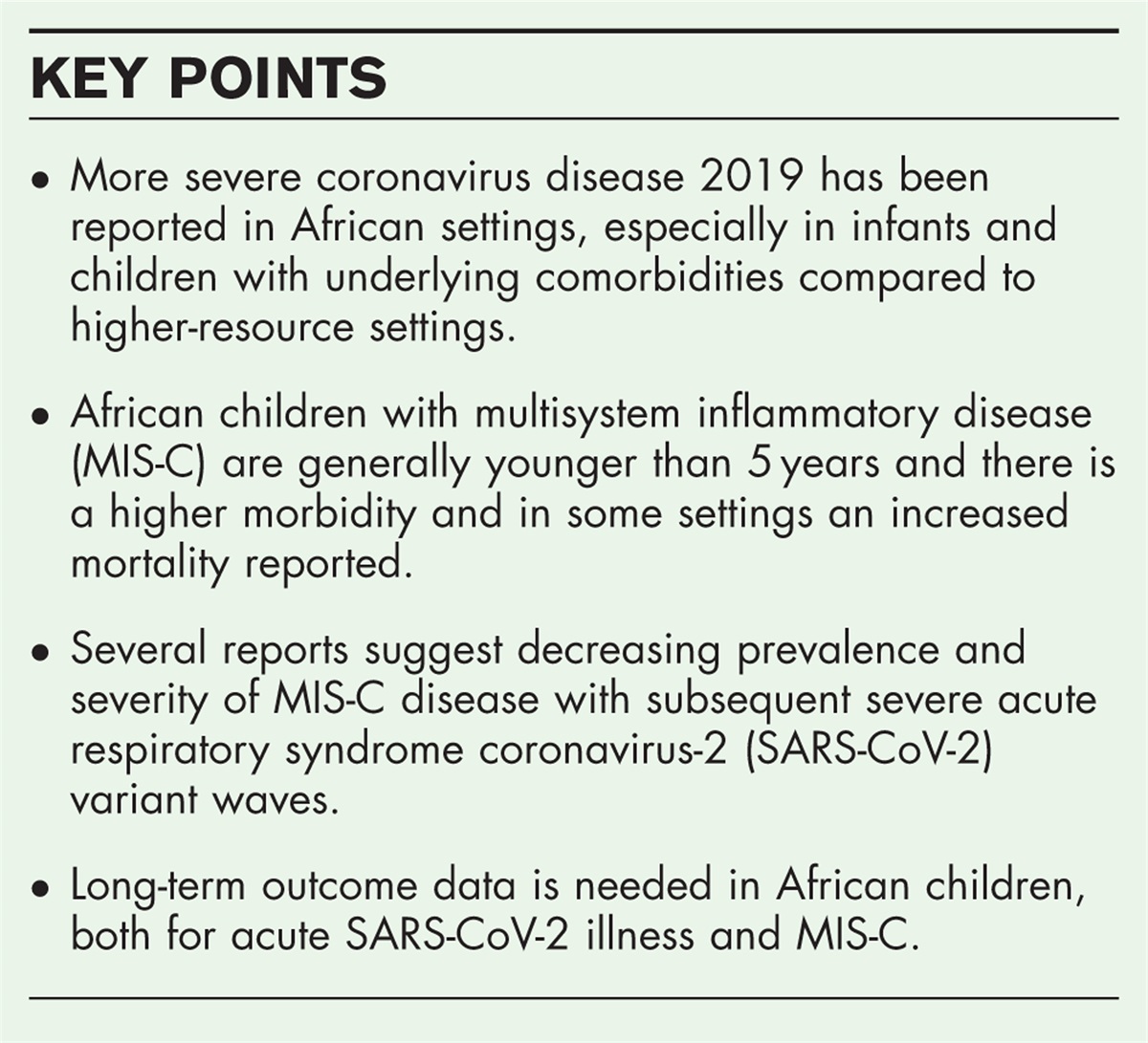 Pediatric coronavirus disease 2019 in Africa