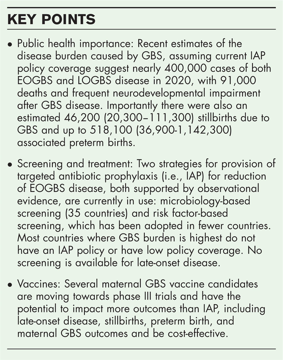 20 million pregnant women with group B streptococcus carriage: consequences, challenges, and opportunities for prevention