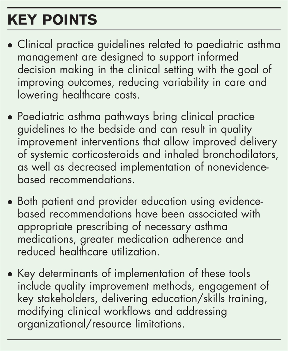 Quality improvement for paediatric asthma care in acute settings