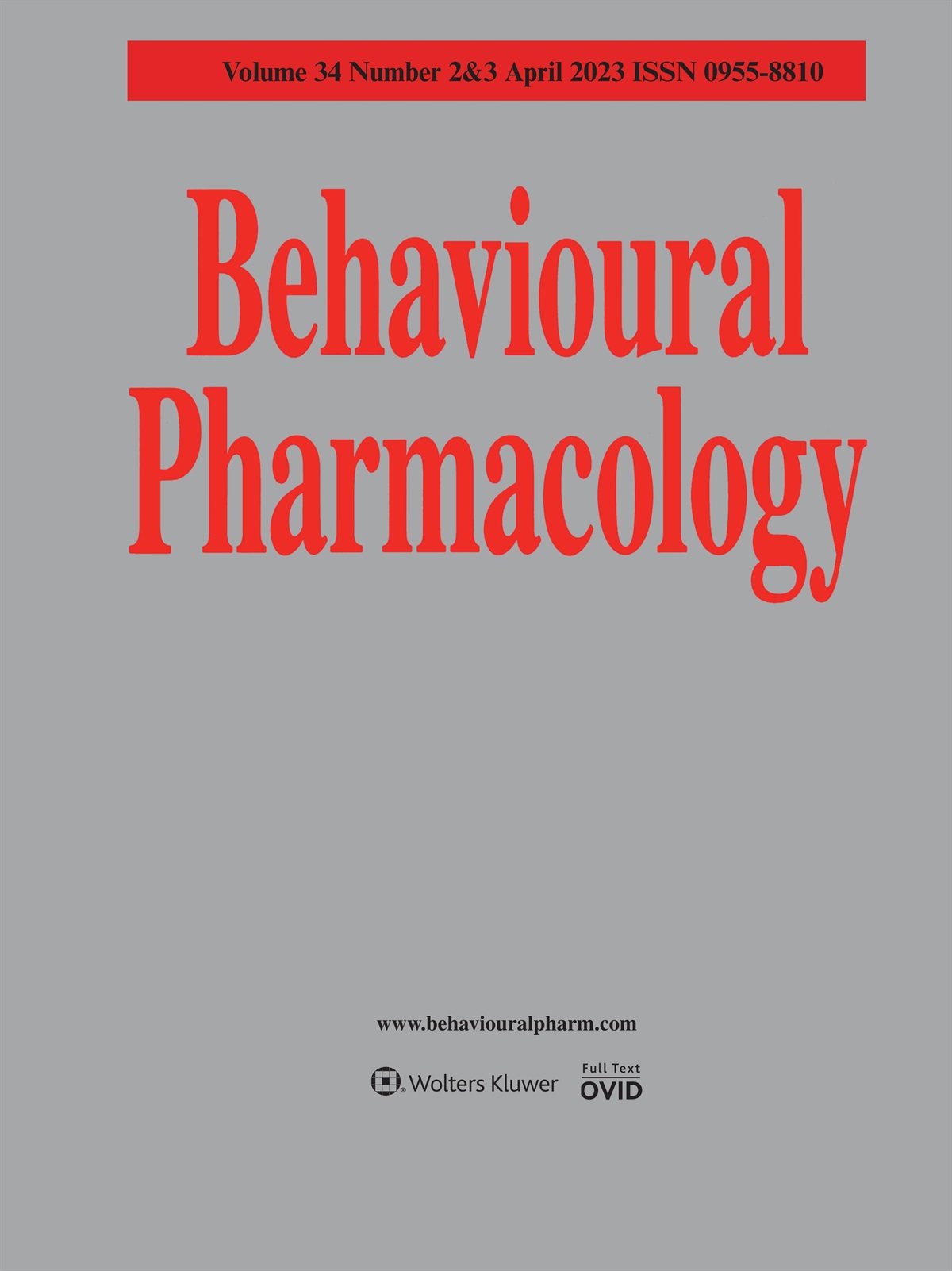 Announcement of two Special Issues:‘Behavioural pharmacology of pain’ and ‘Sex differences in behavioural pharmacology’