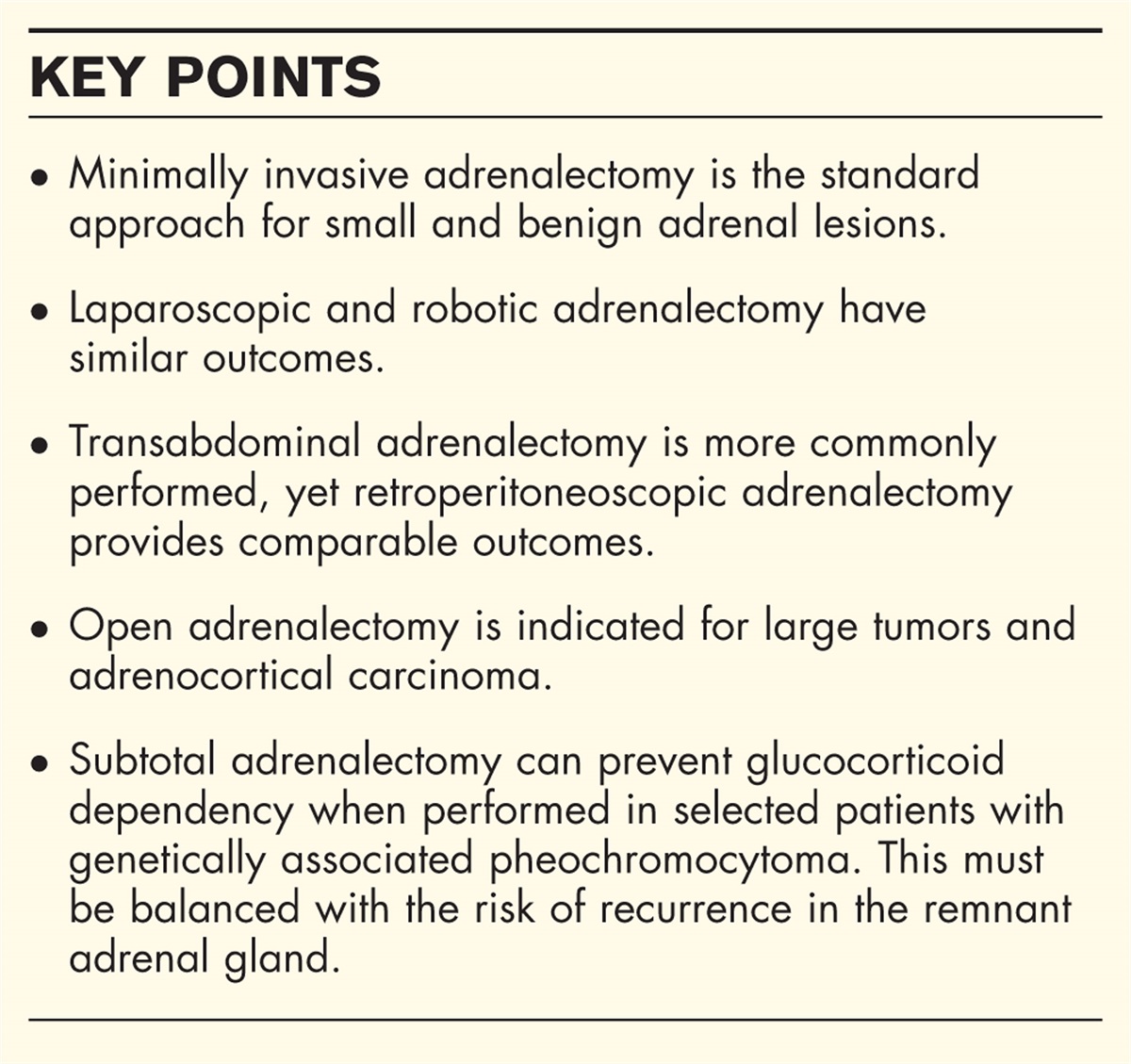 Surgical approaches to the adrenal gland