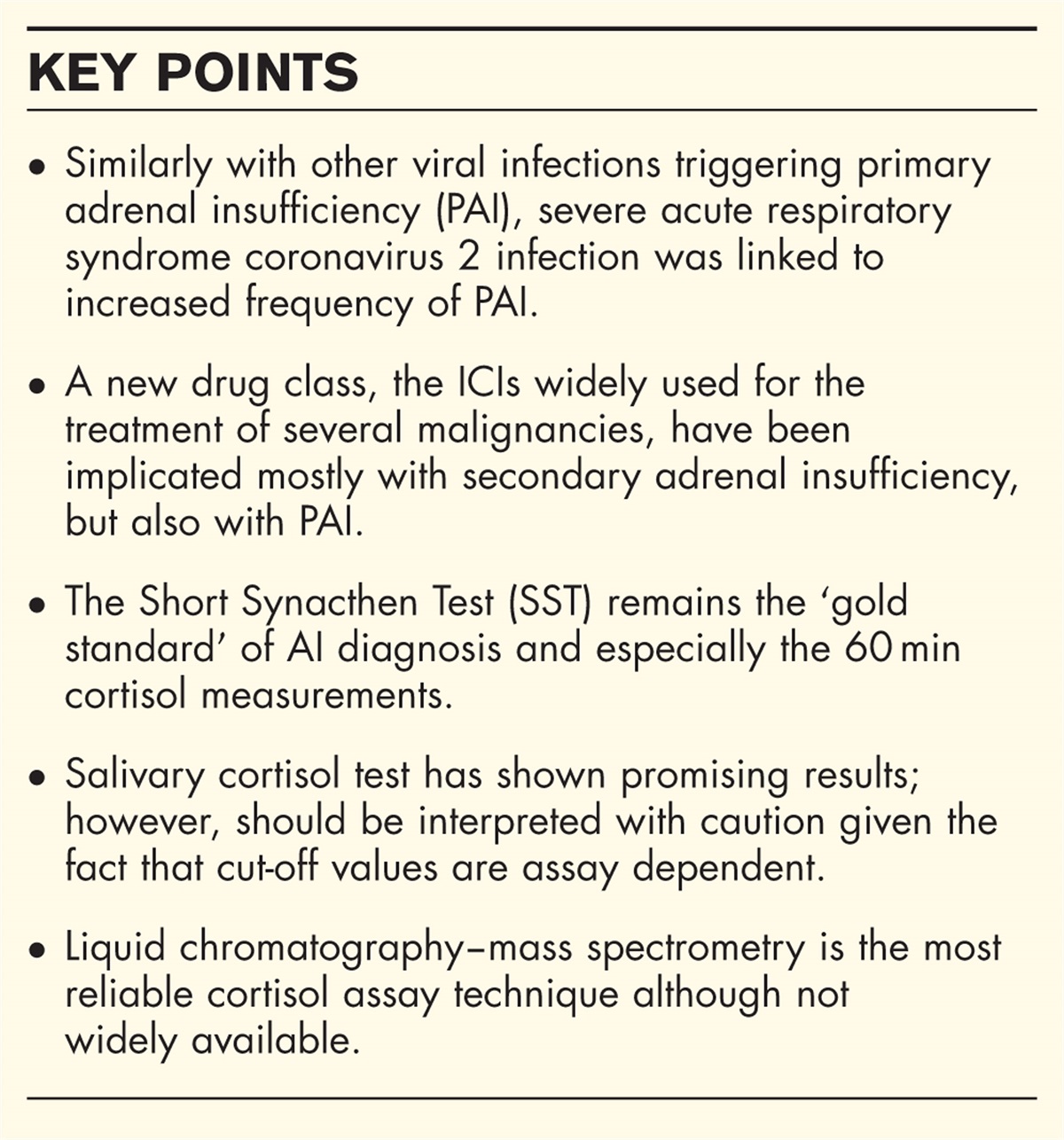 Diagnostic strategies in adrenal insufficiency
