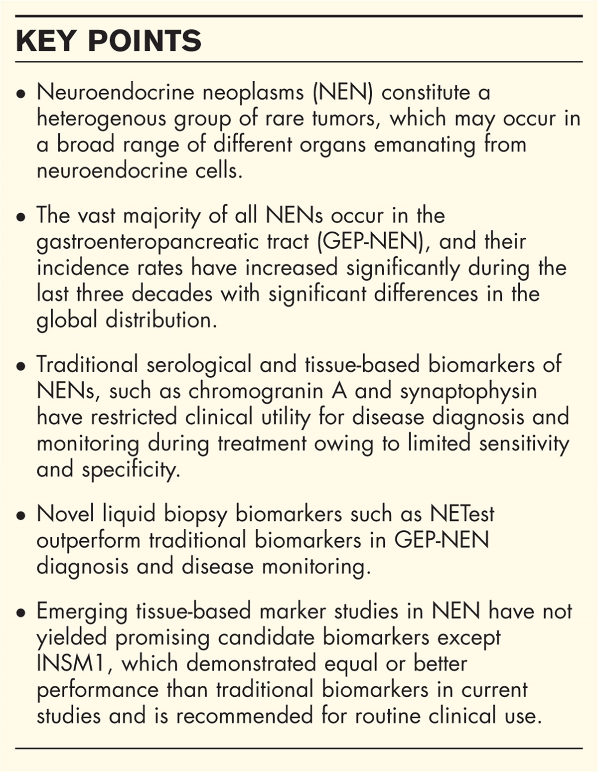 Biomarkers in gastroenteropancreatic neuroendocrine neoplasms