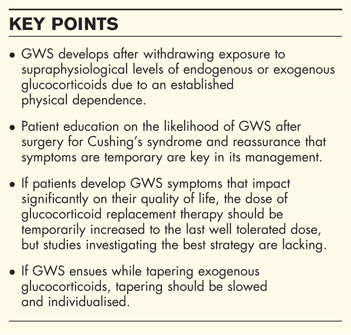 Glucocorticoid withdrawal syndrome: what to expect and how to manage