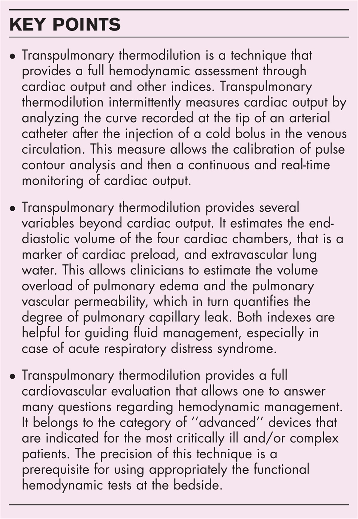 Transpulmonary thermodilution