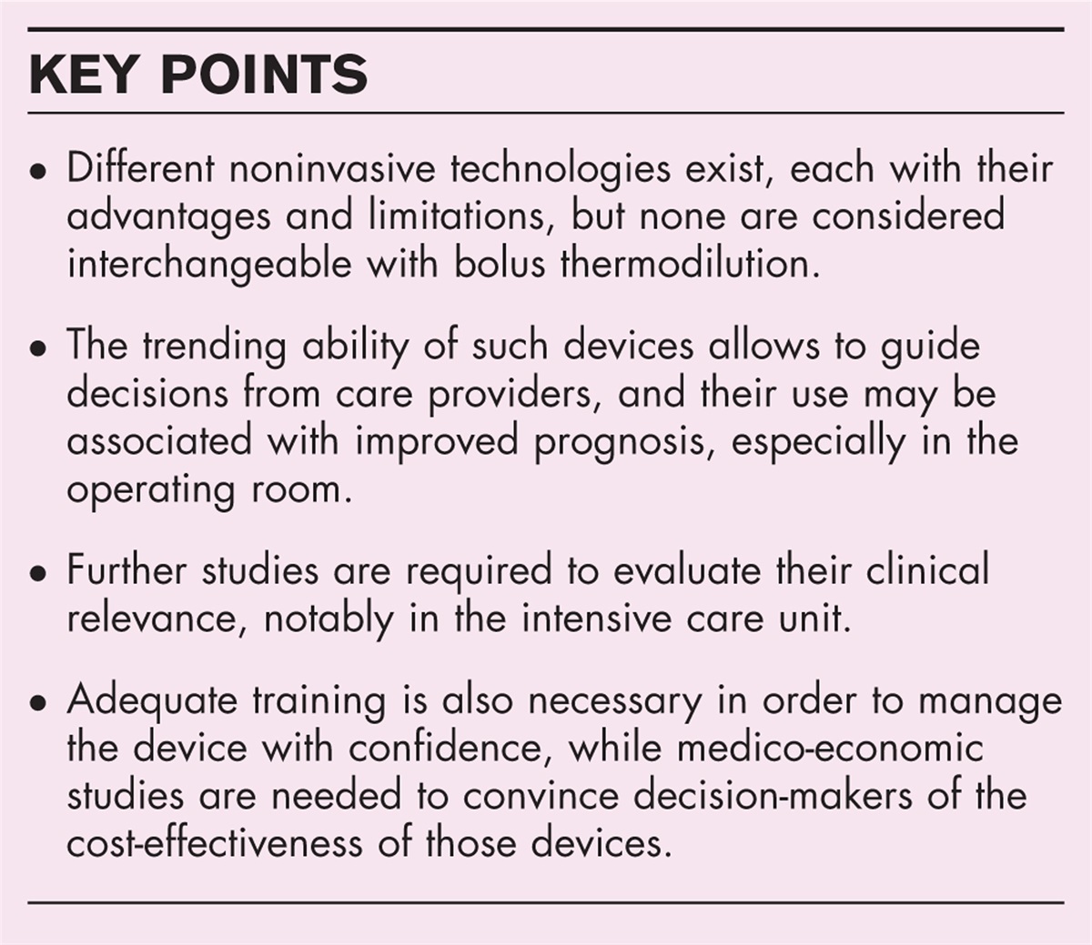 Advantages and limitations of noninvasive devices for cardiac output monitoring: a literature review