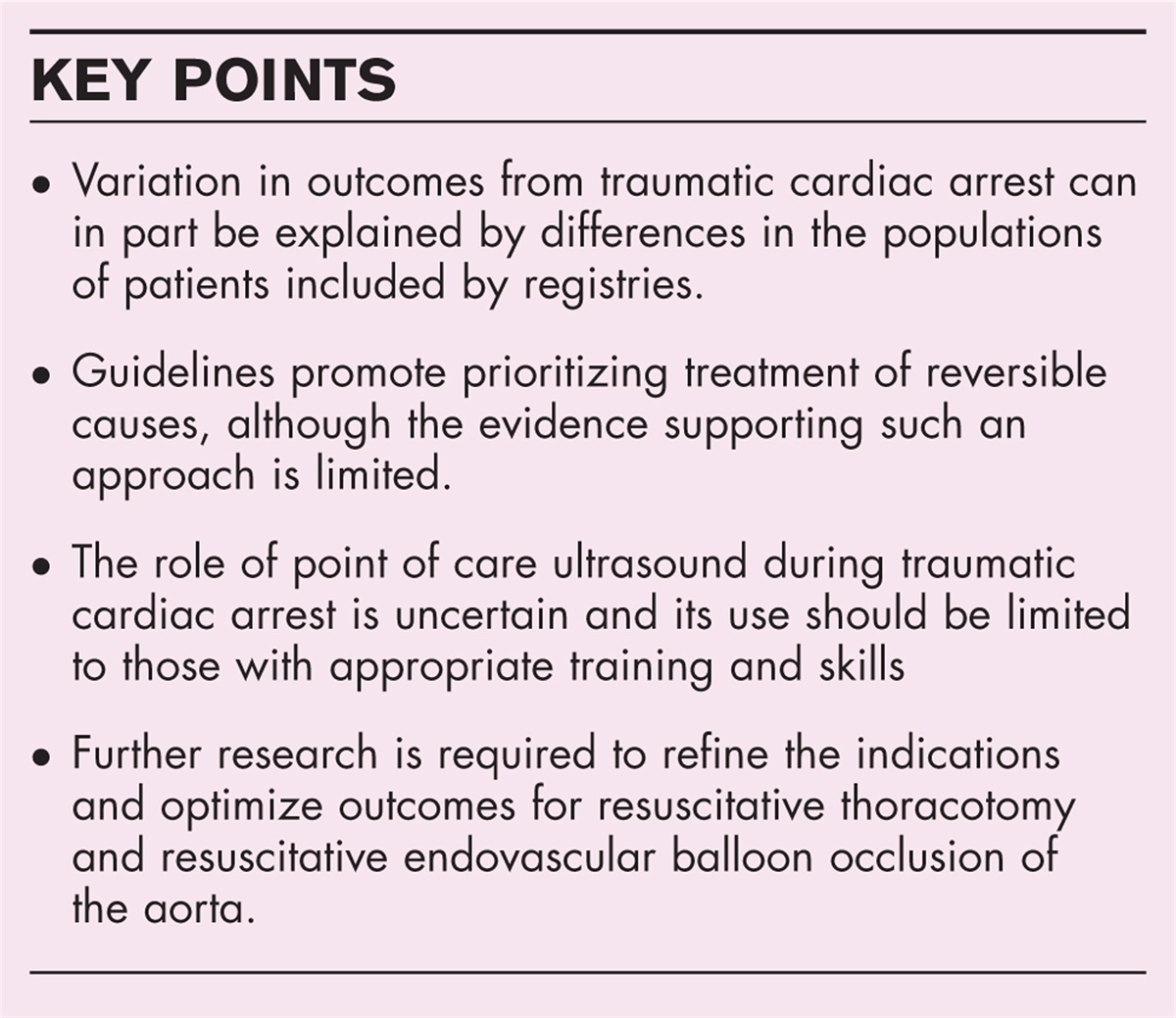 Traumatic cardiac arrest