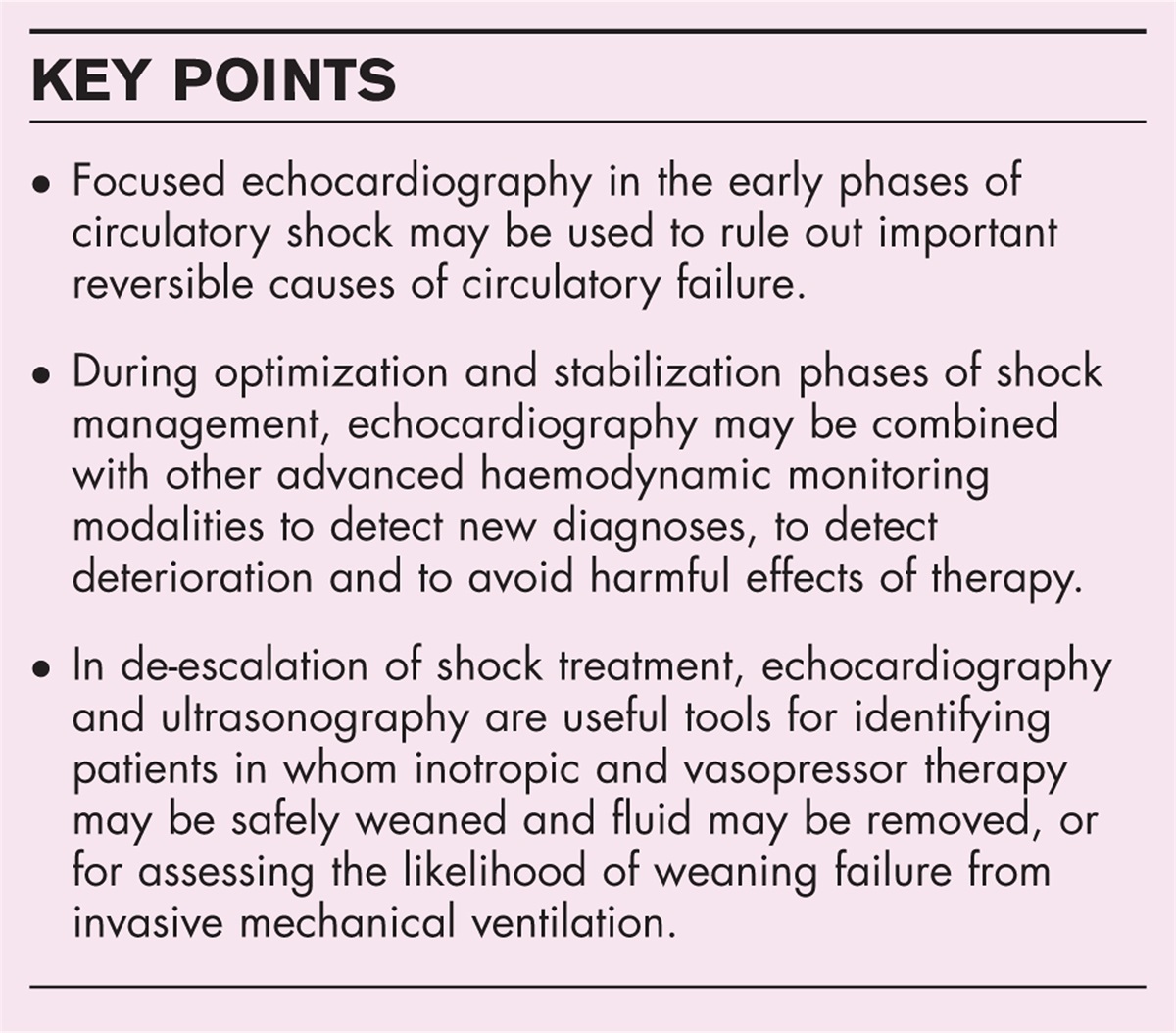 Echocardiography in shock